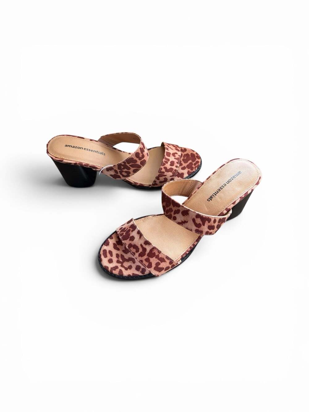 Amazon Essentials Women's Two Strap Block Heel Mules, Leopard Print Size 11